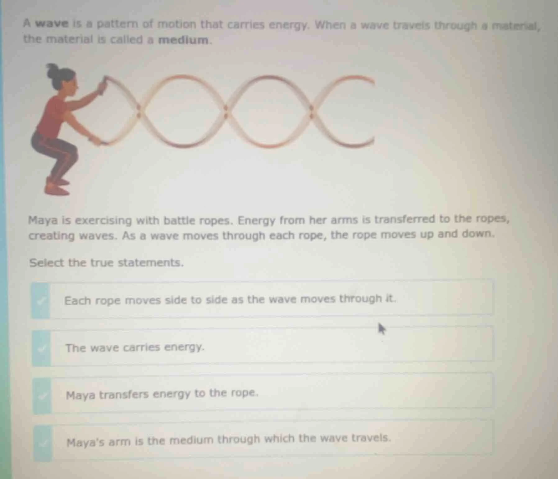 a wave is a pattern of motion that carries energy. when a wave travels …