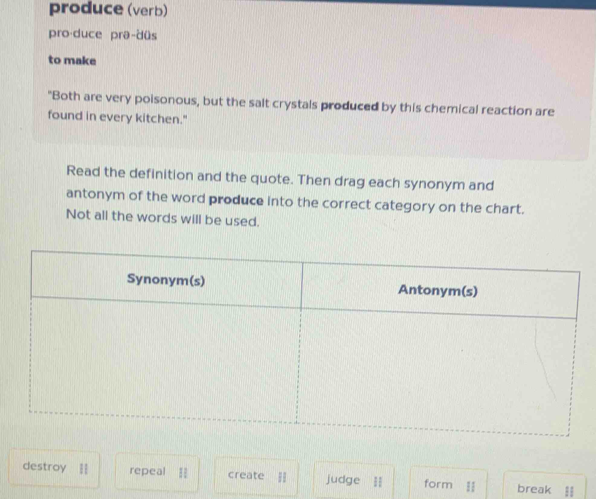 produce (verb) pro·duce prə-ˈdüs to make \both are very poisonous, but …