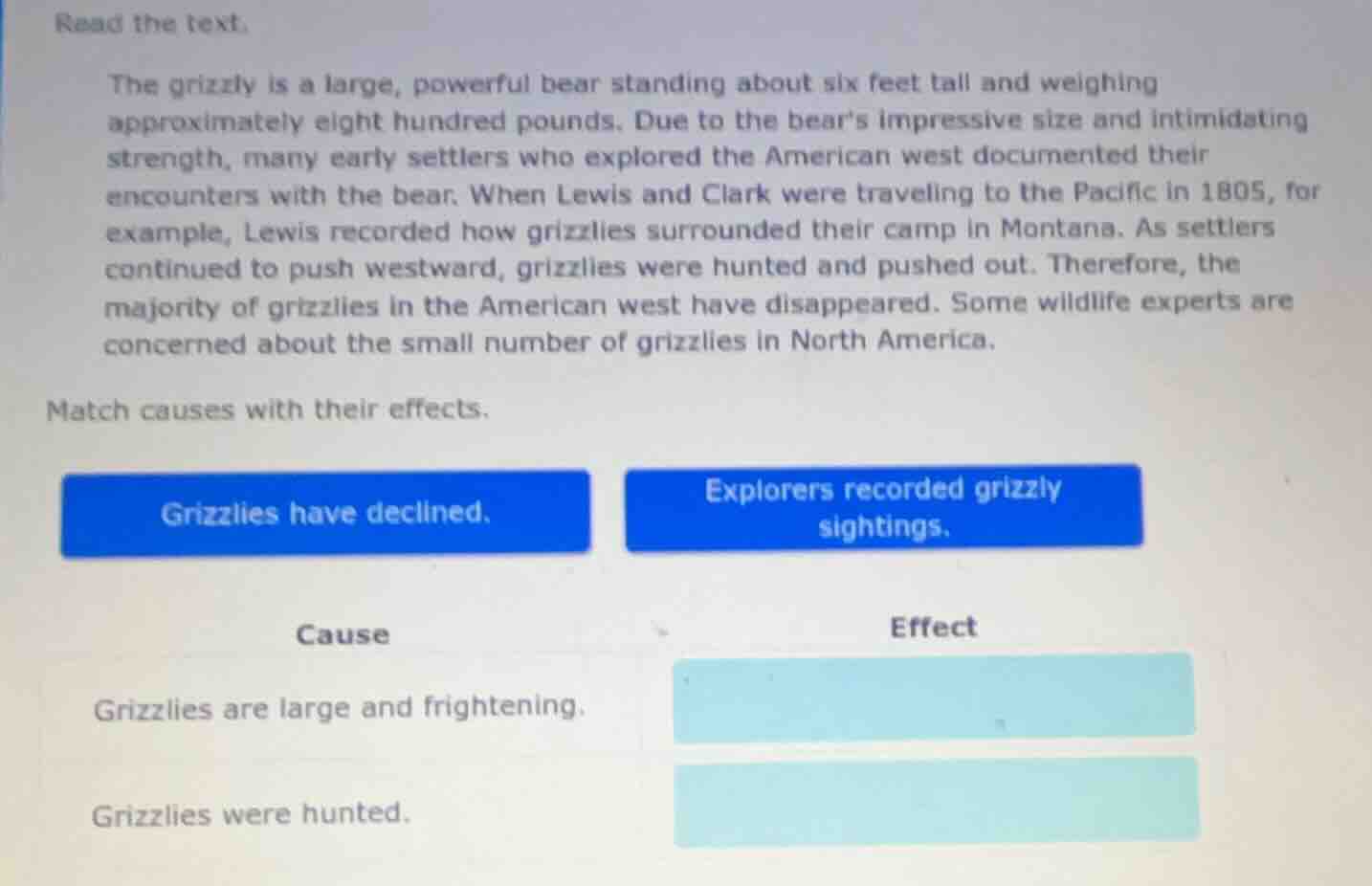 read the text. the grizzly is a large, powerful bear standing about six…
