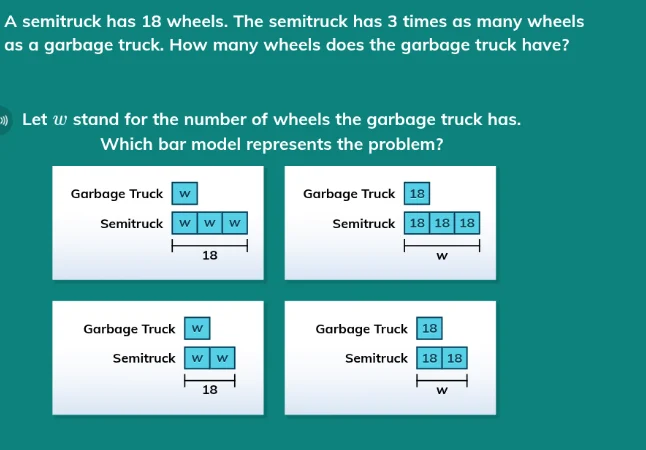 a semitruck has 18 wheels. the semitruck has 3 times as many wheels as …
