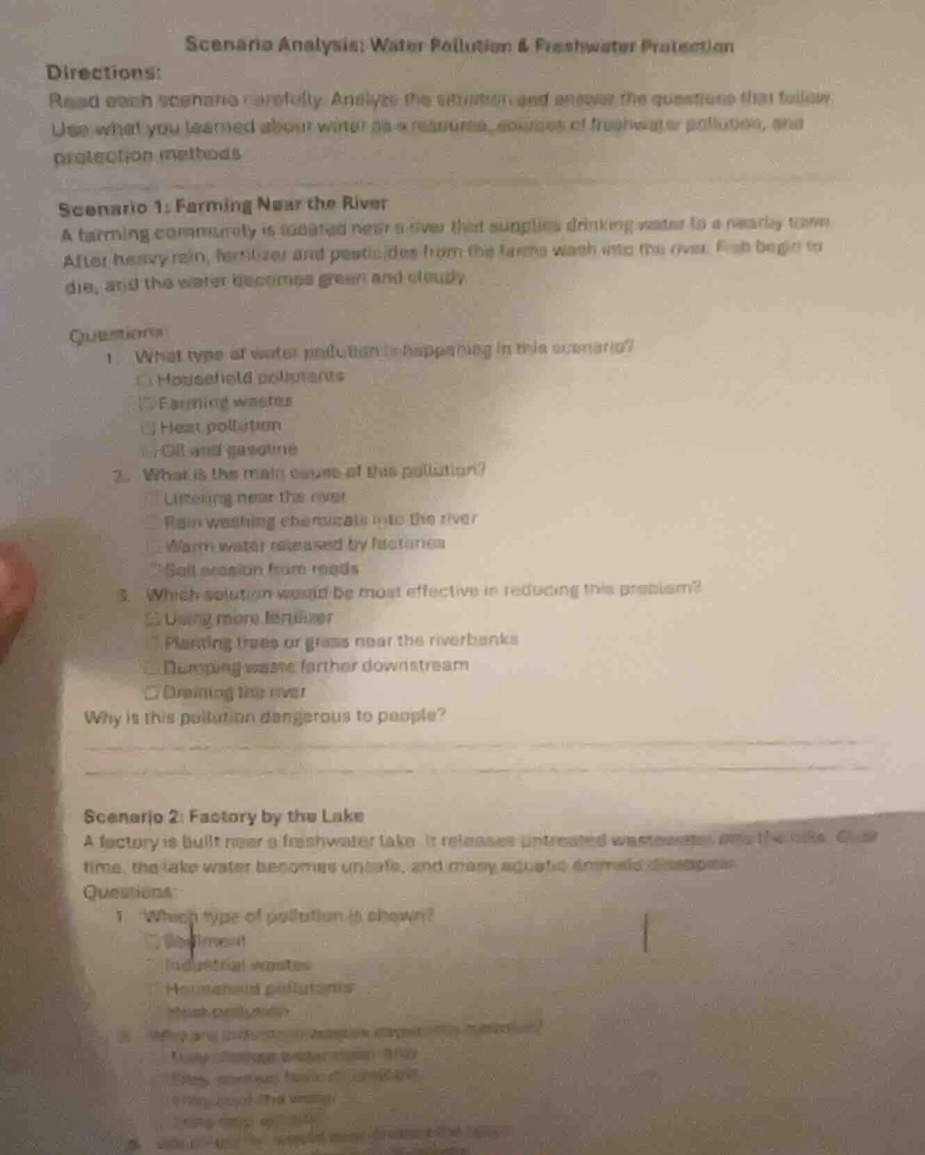 scenario analysis: water pollution & freshwater protection directions: …
