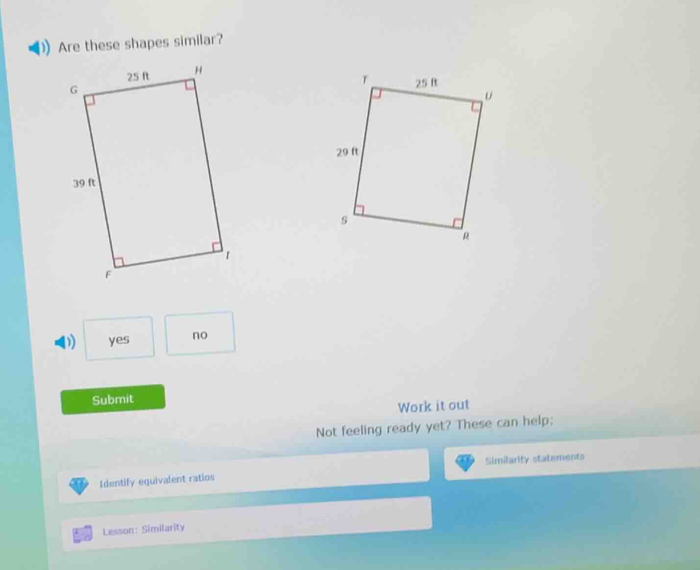 are these shapes similar? options: yes, no