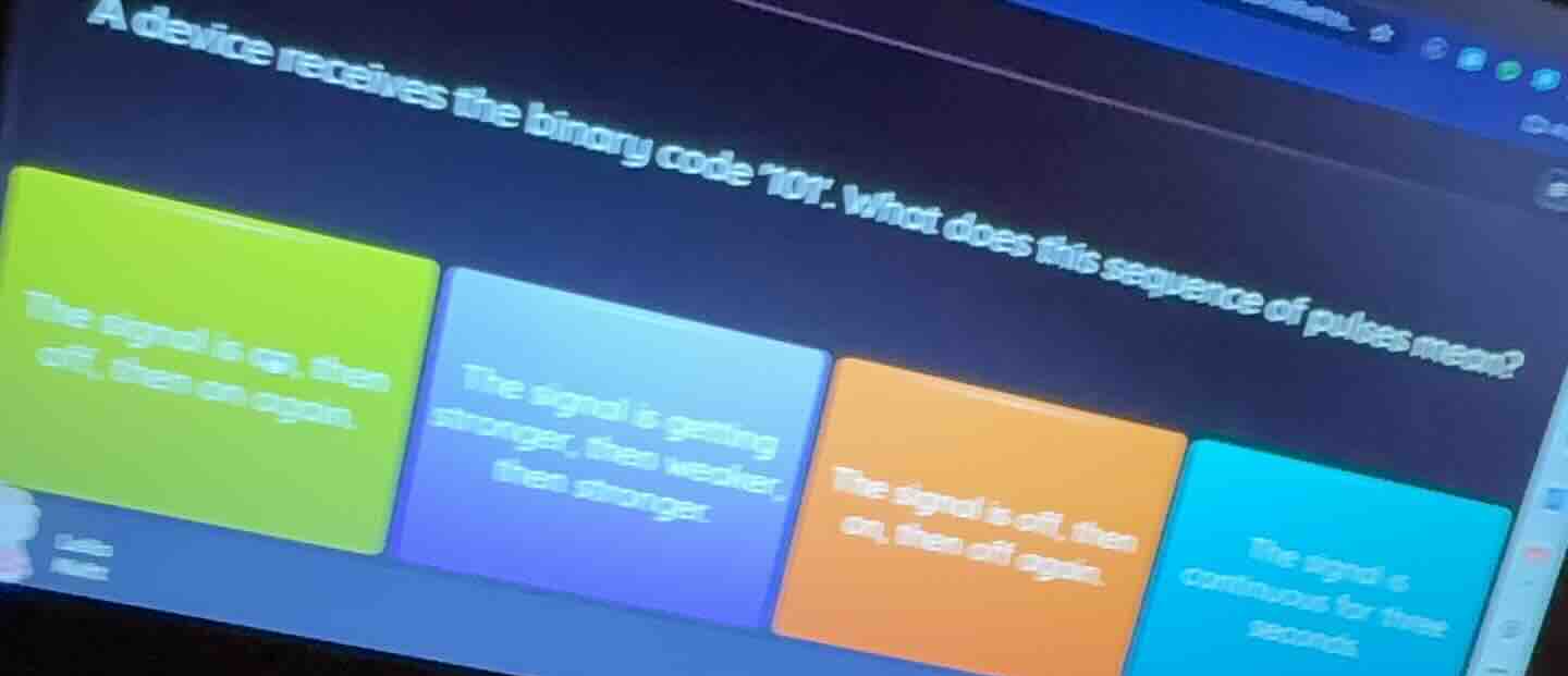 a device receives the binary code “101”. what does this sequence of pul…