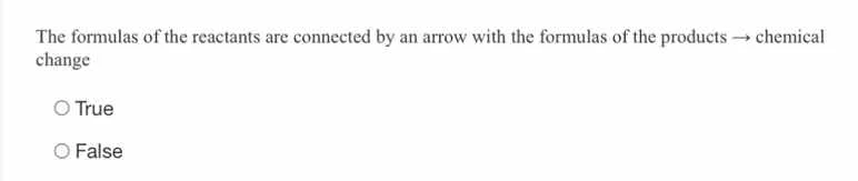 the formulas of the reactants are connected by an arrow with the formul…