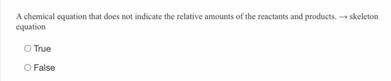 a chemical equation that does not indicate the relative amounts of the …