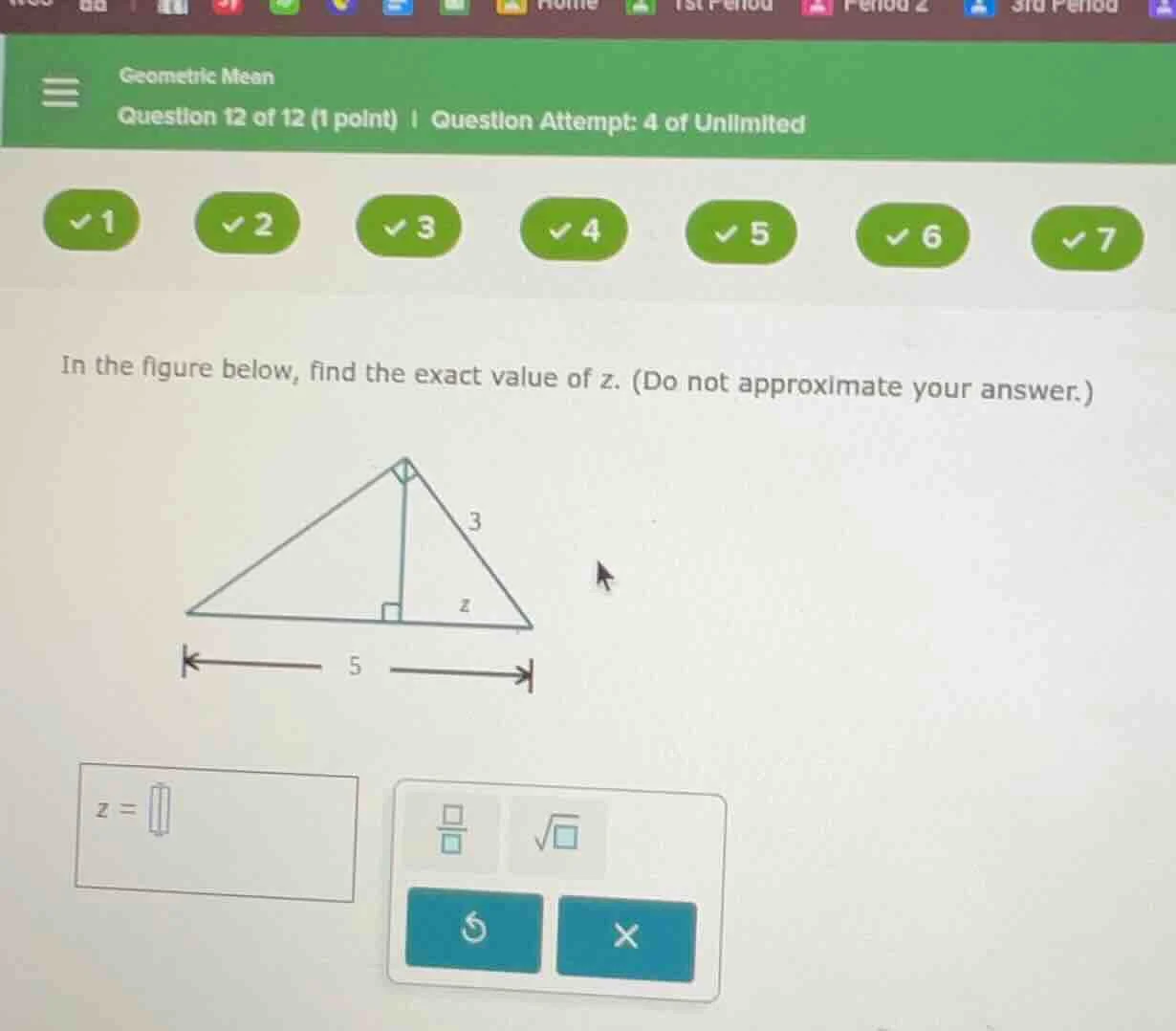 geometric mean question 12 of 12 (1 point) | question attempt: 4 of unl…