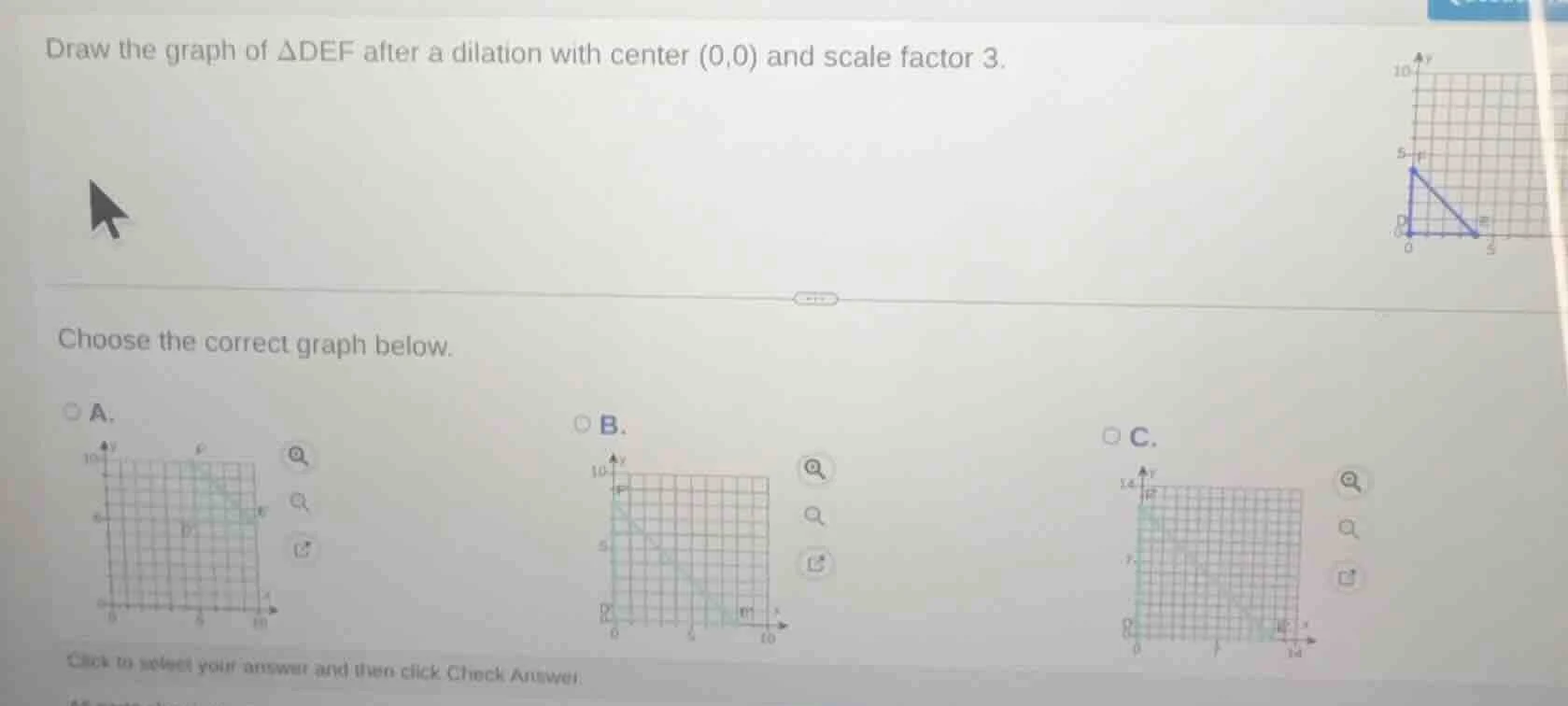 draw the graph of $\\triangle def$ after a dilation with center $(0,0)$…