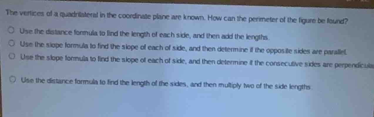 the vertices of a quadrilateral in the coordinate plane are known. how …
