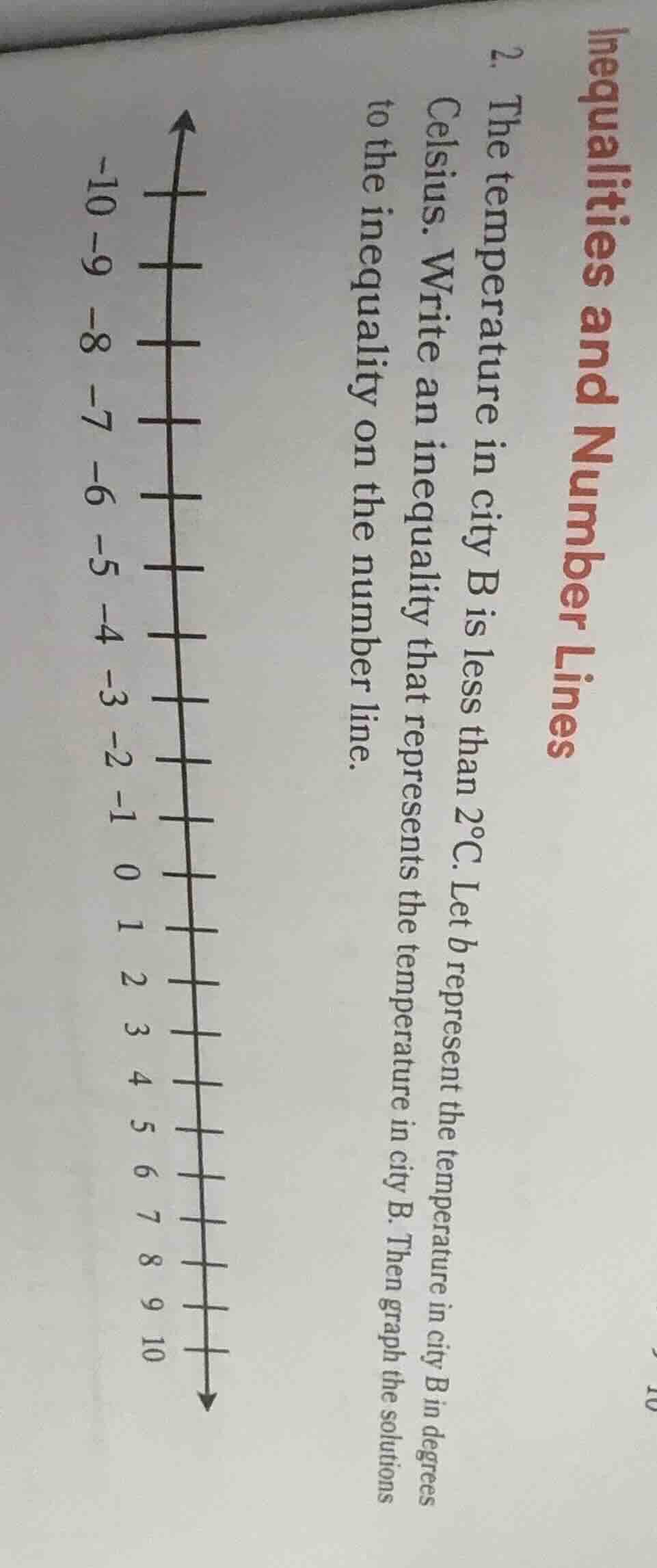 2. the temperature in city b is less than 2°c. let b represent the temp…