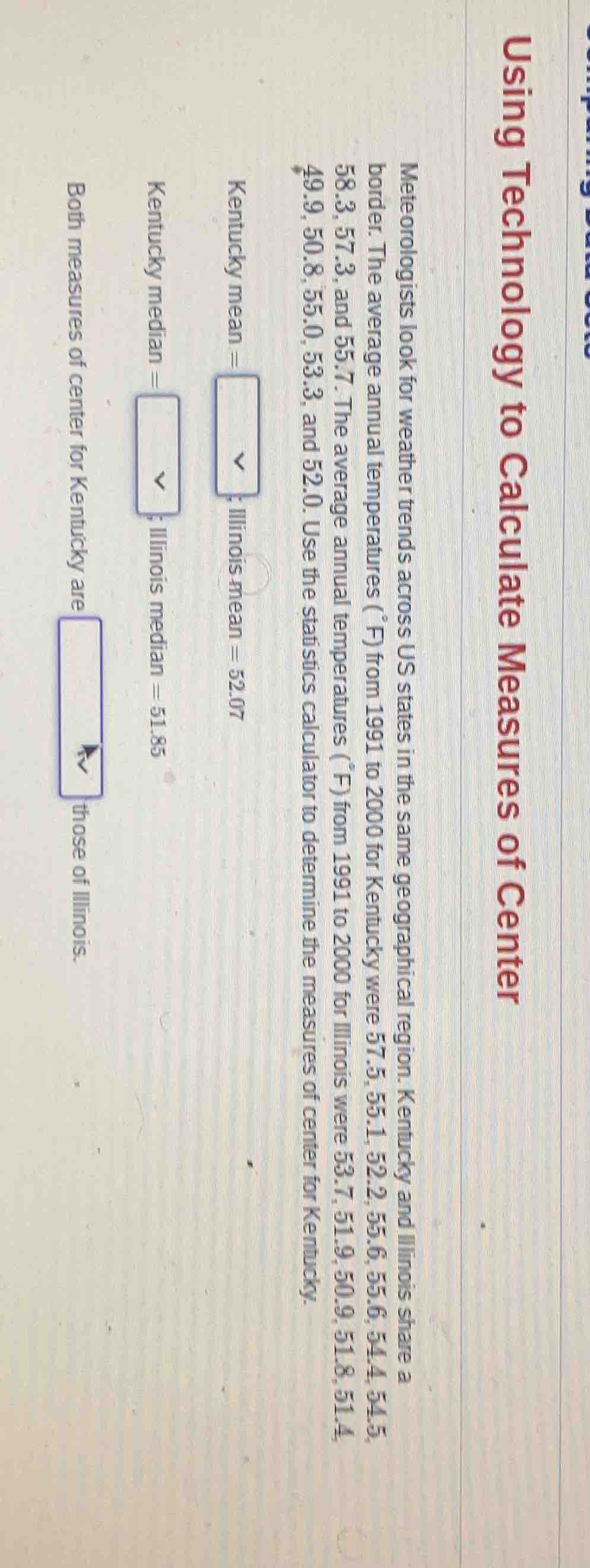 using technology to calculate measures of center meteorologists look fo…
