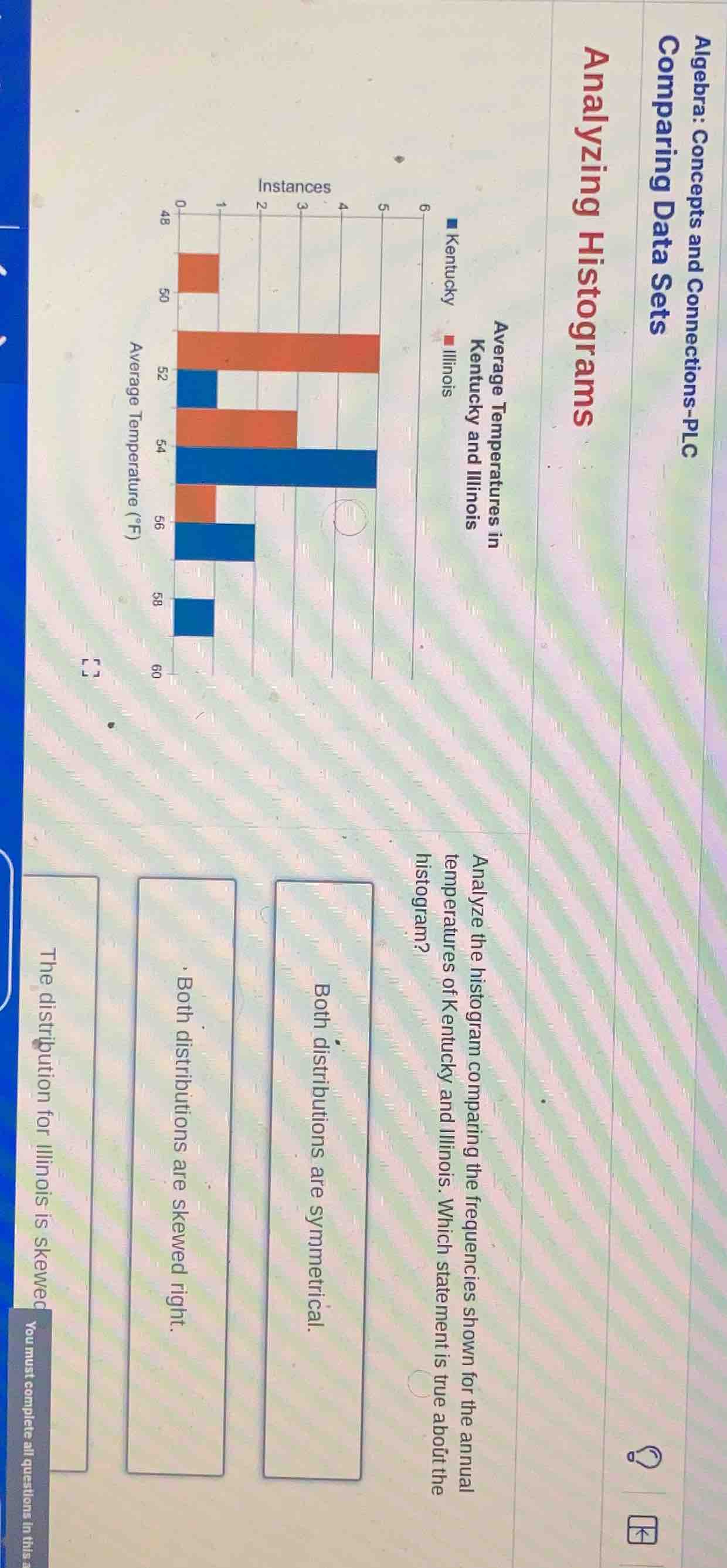 algebra: concepts and connections - plc comparing data sets analyzing h…