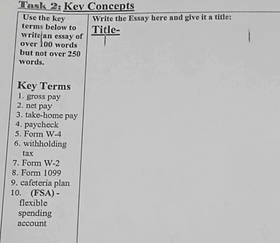 task 2: key concepts use the key terms below to write an essay of over …