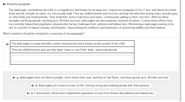 read the paragraph. the bald eagle, symbolizing the usa, is a magnifice…