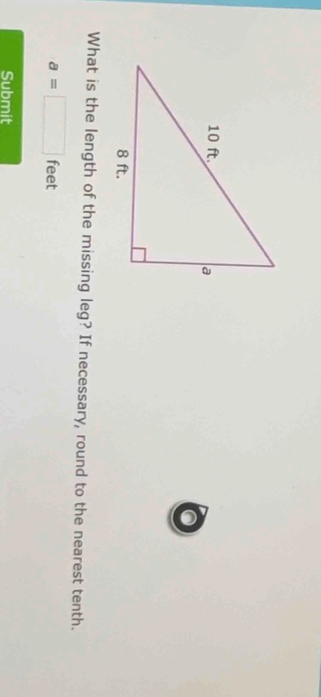 what is the length of the missing leg? if necessary, round to the neare…