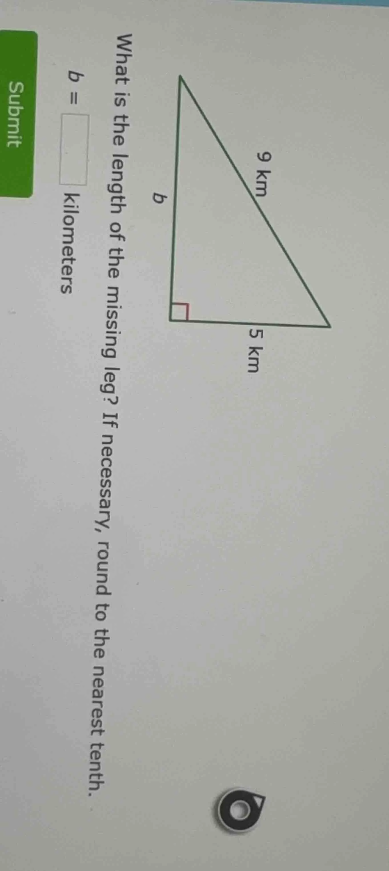 what is the length of the missing leg? if necessary, round to the neare…