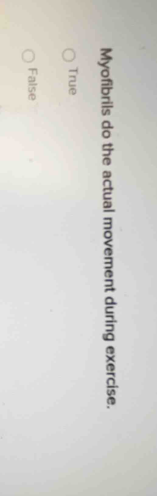 myofibrils do the actual movement during exercise. true false