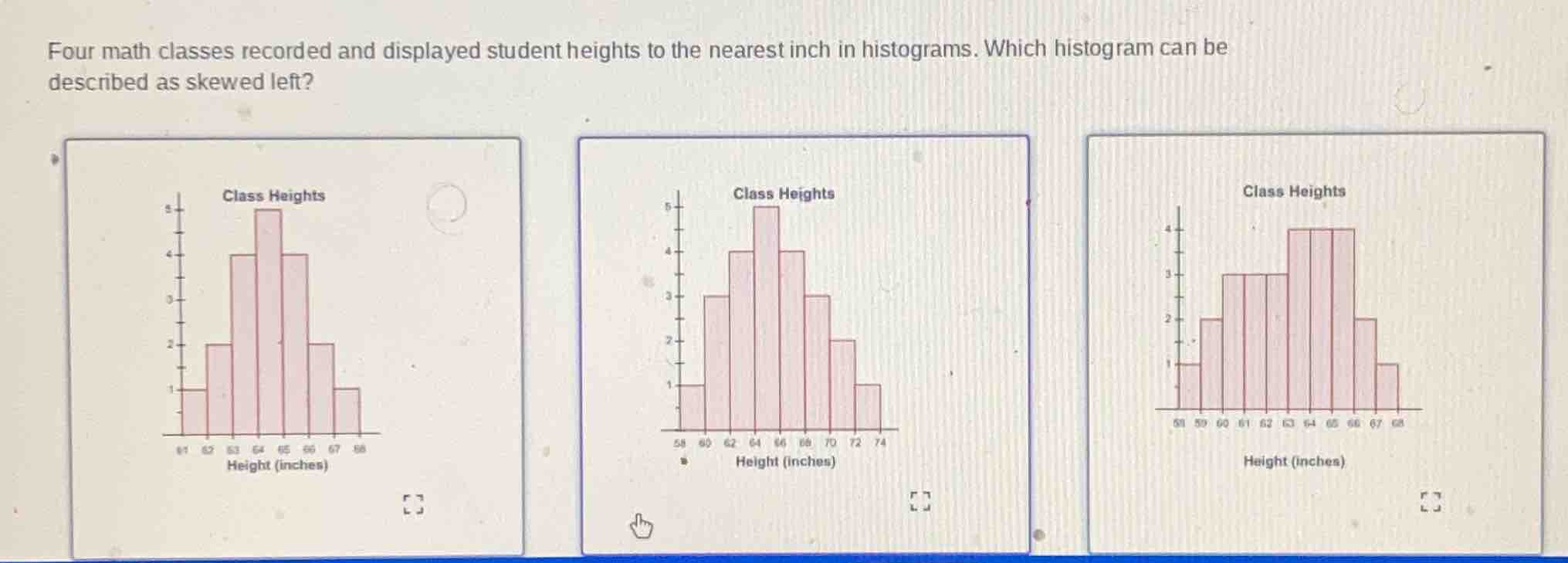 four math classes recorded and displayed student heights to the nearest…