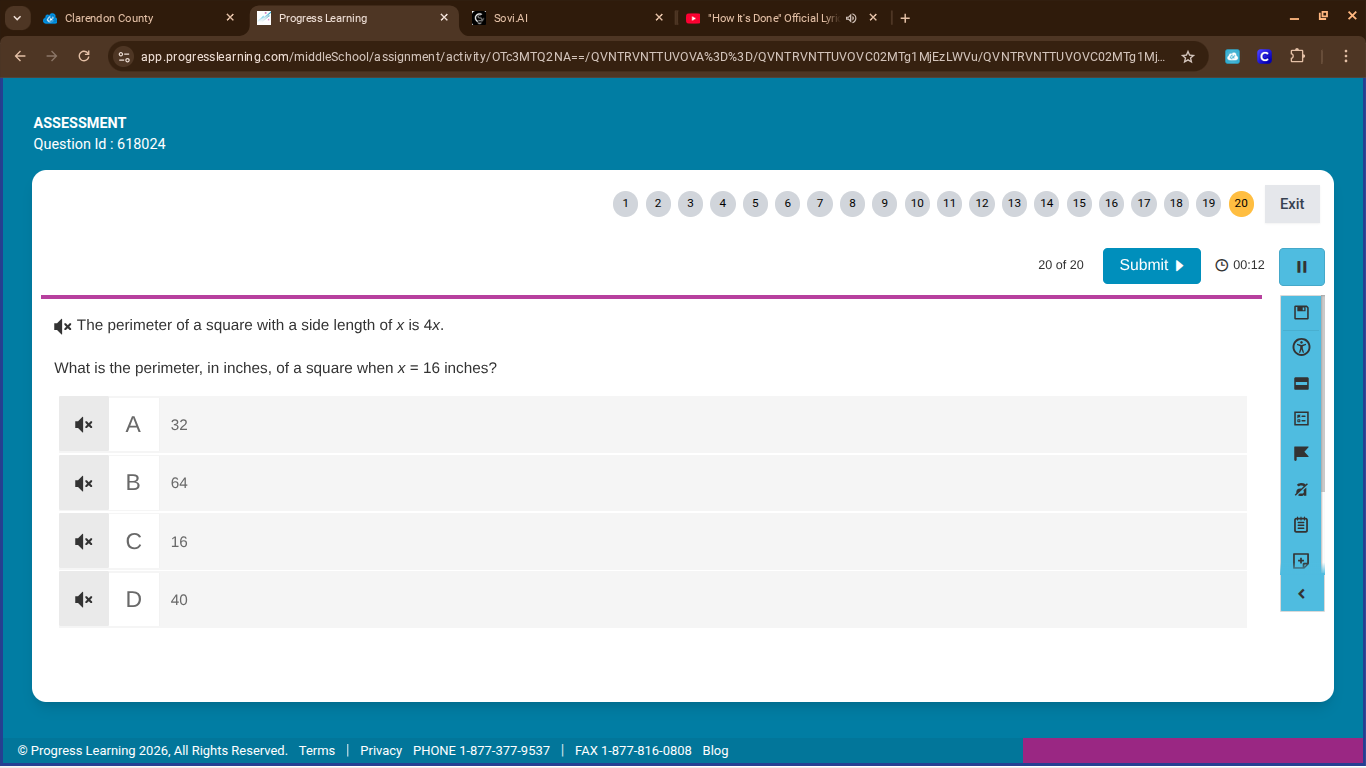 the perimeter of a square with a side length of ( x ) is ( 4x ). what i…