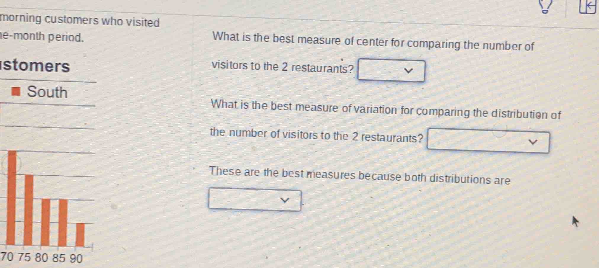 morning customers who visited ne - month period. what is the best measu…