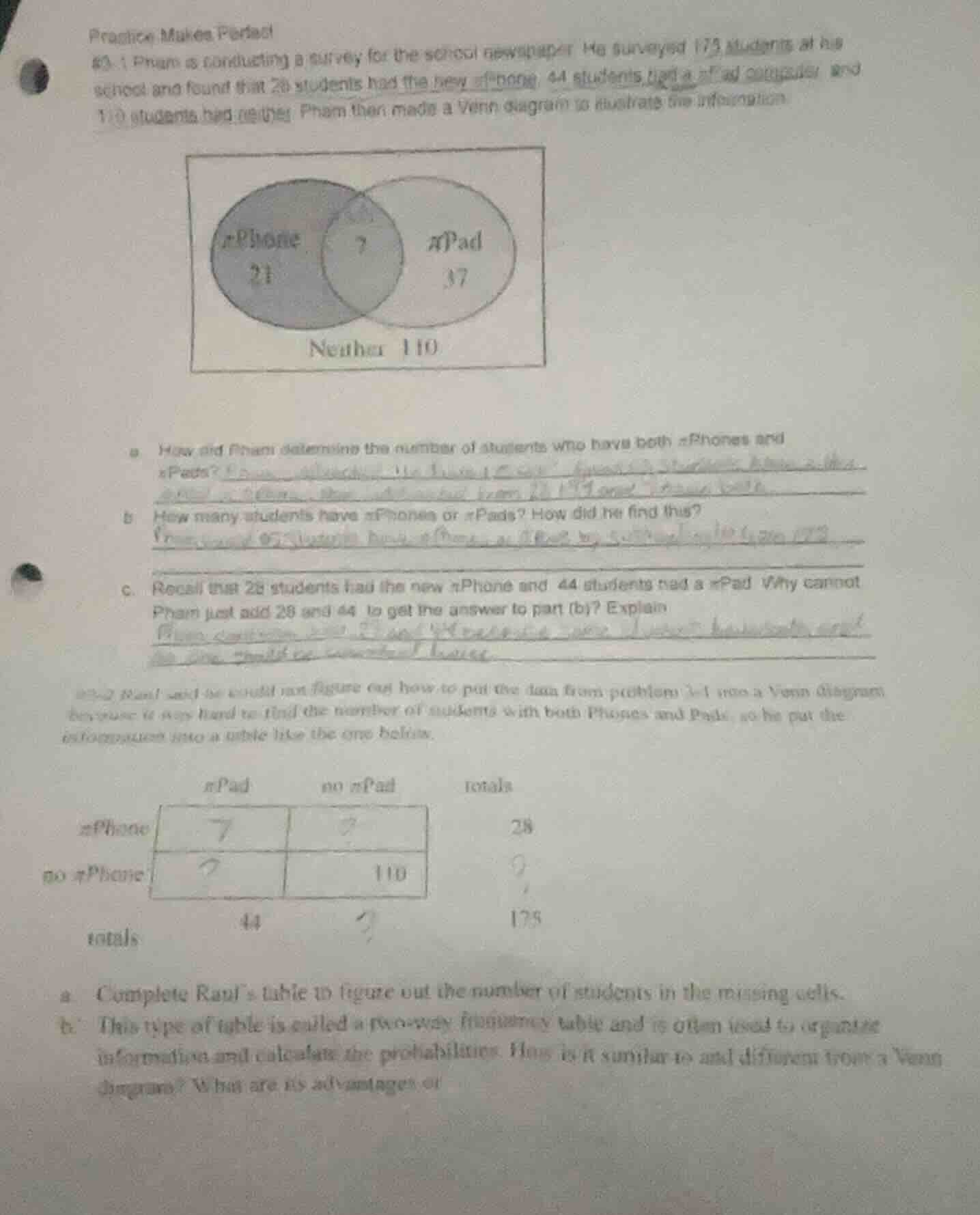 practice makes perfect 63.1 pham is conducting a survey for the school …