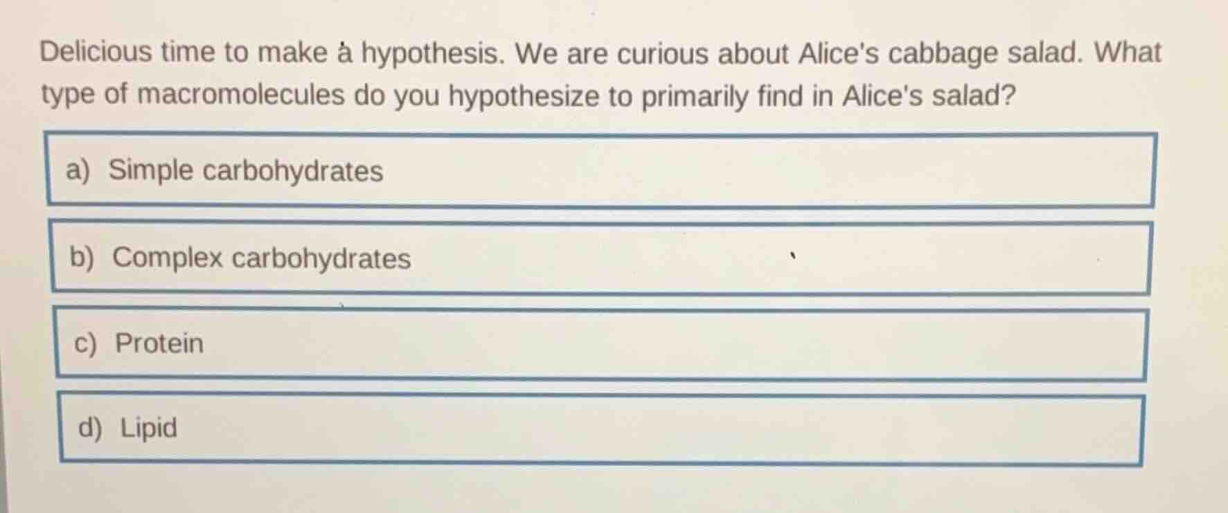 delicious time to make a hypothesis. we are curious about alices cabbag…