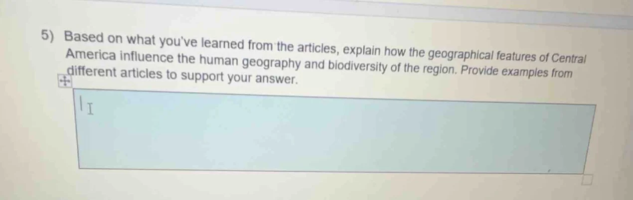 5) based on what youve learned from the articles, explain how the geogr…