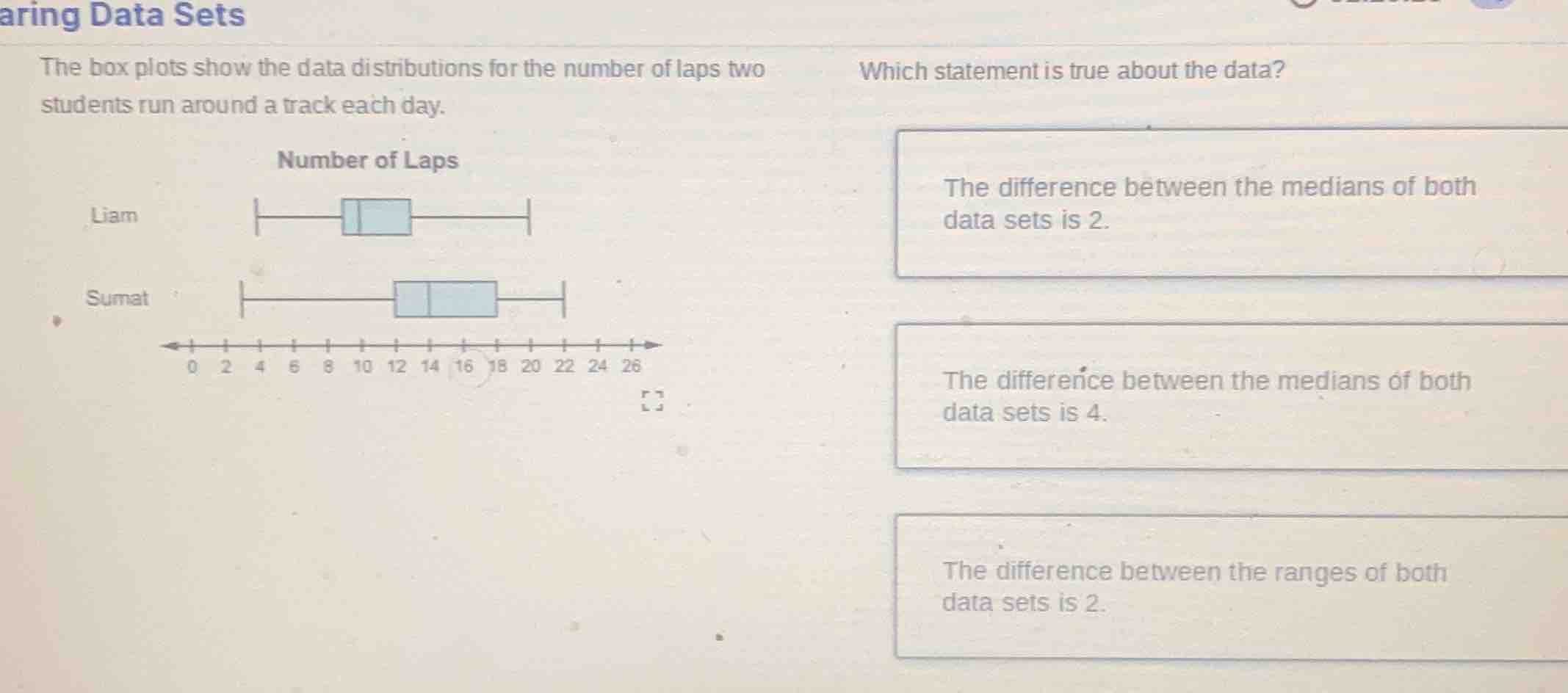 aring data sets the box plots show the data distributions for the numbe…
