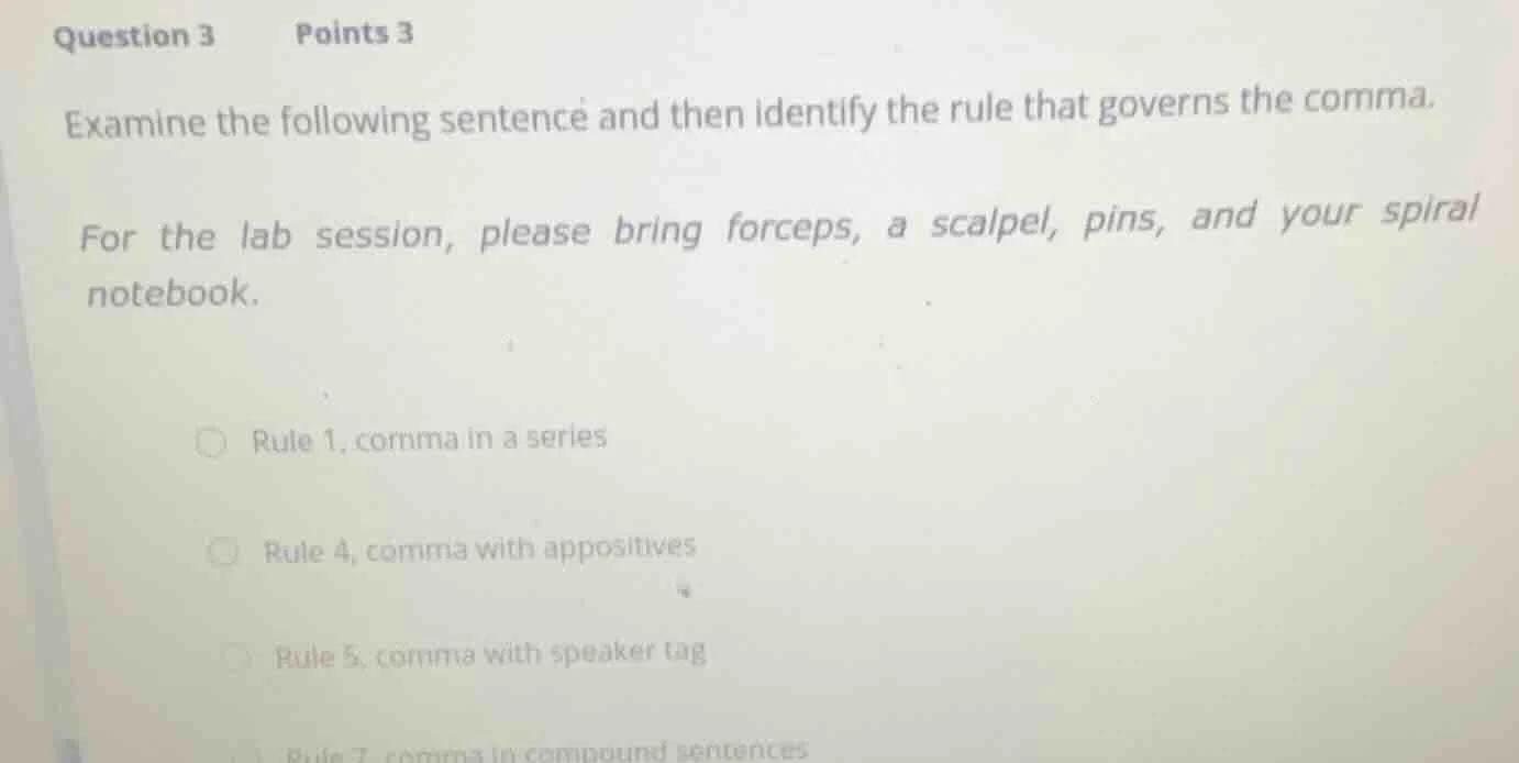 question 3 points 3 examine the following sentence and then identify th…