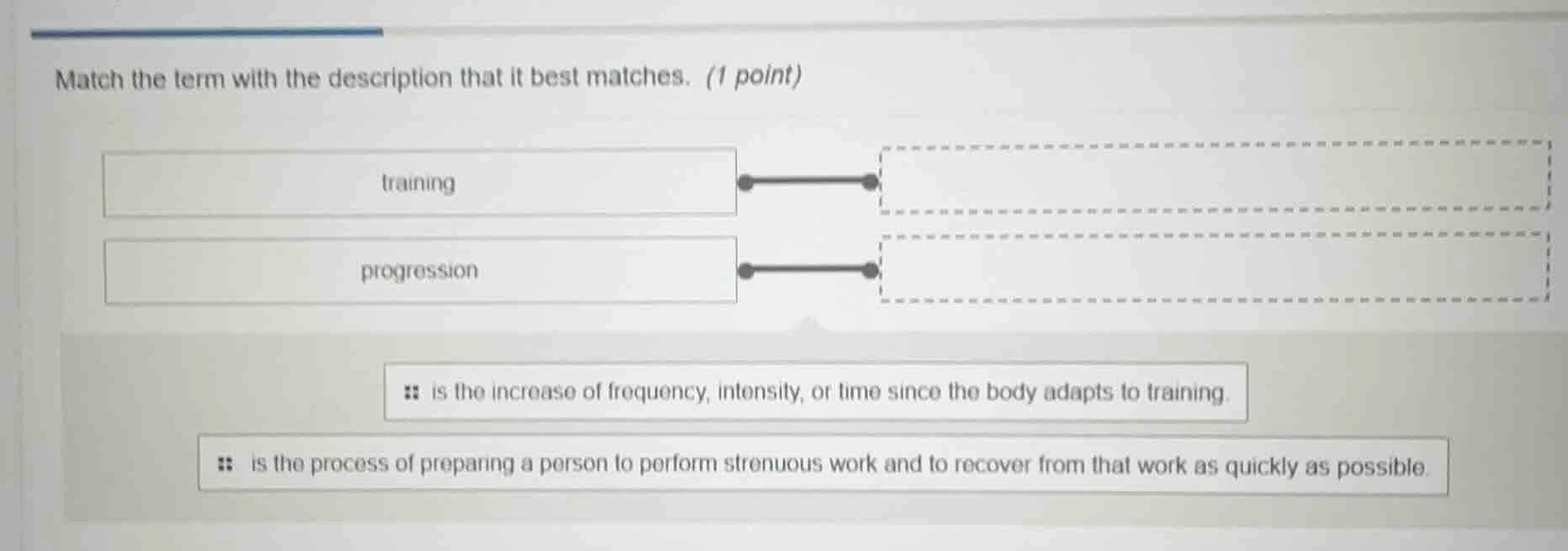 match the term with the description that it best matches. (1 point) tra…