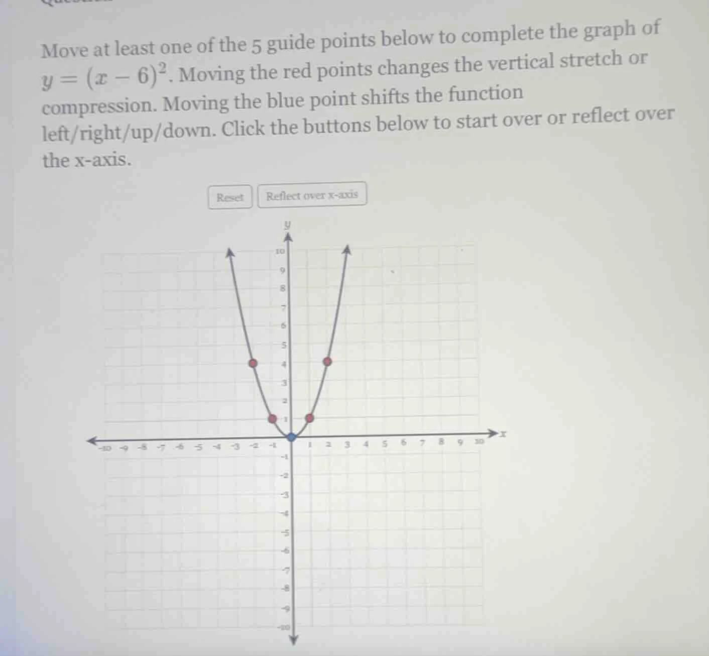 move at least one of the 5 guide points below to complete the graph of …