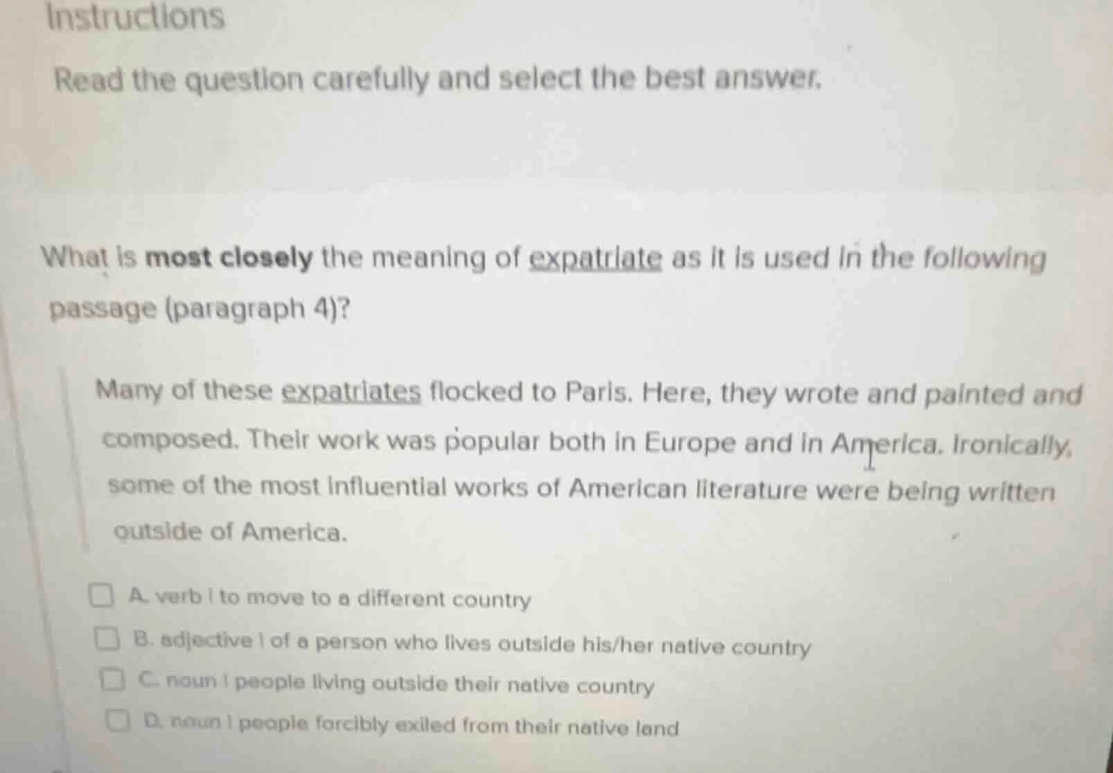 instructions read the question carefully and select the best answer. wh…