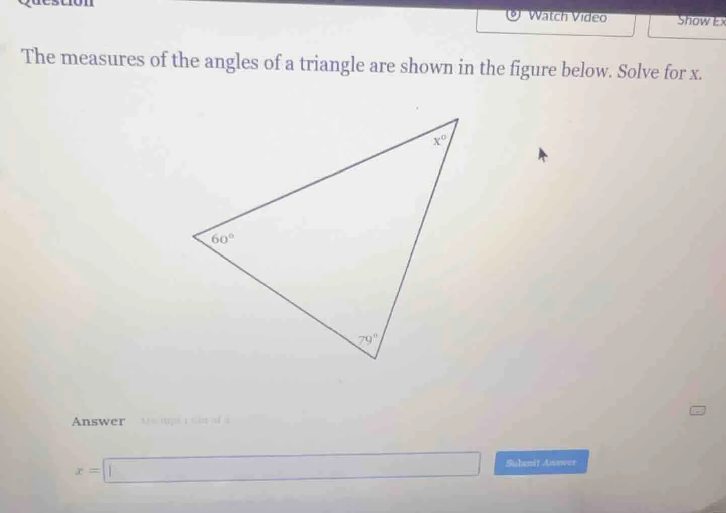 the measures of the angles of a triangle are shown in the figure below.…