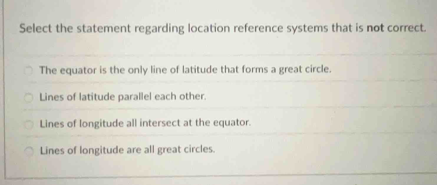 select the statement regarding location reference systems that is not c…