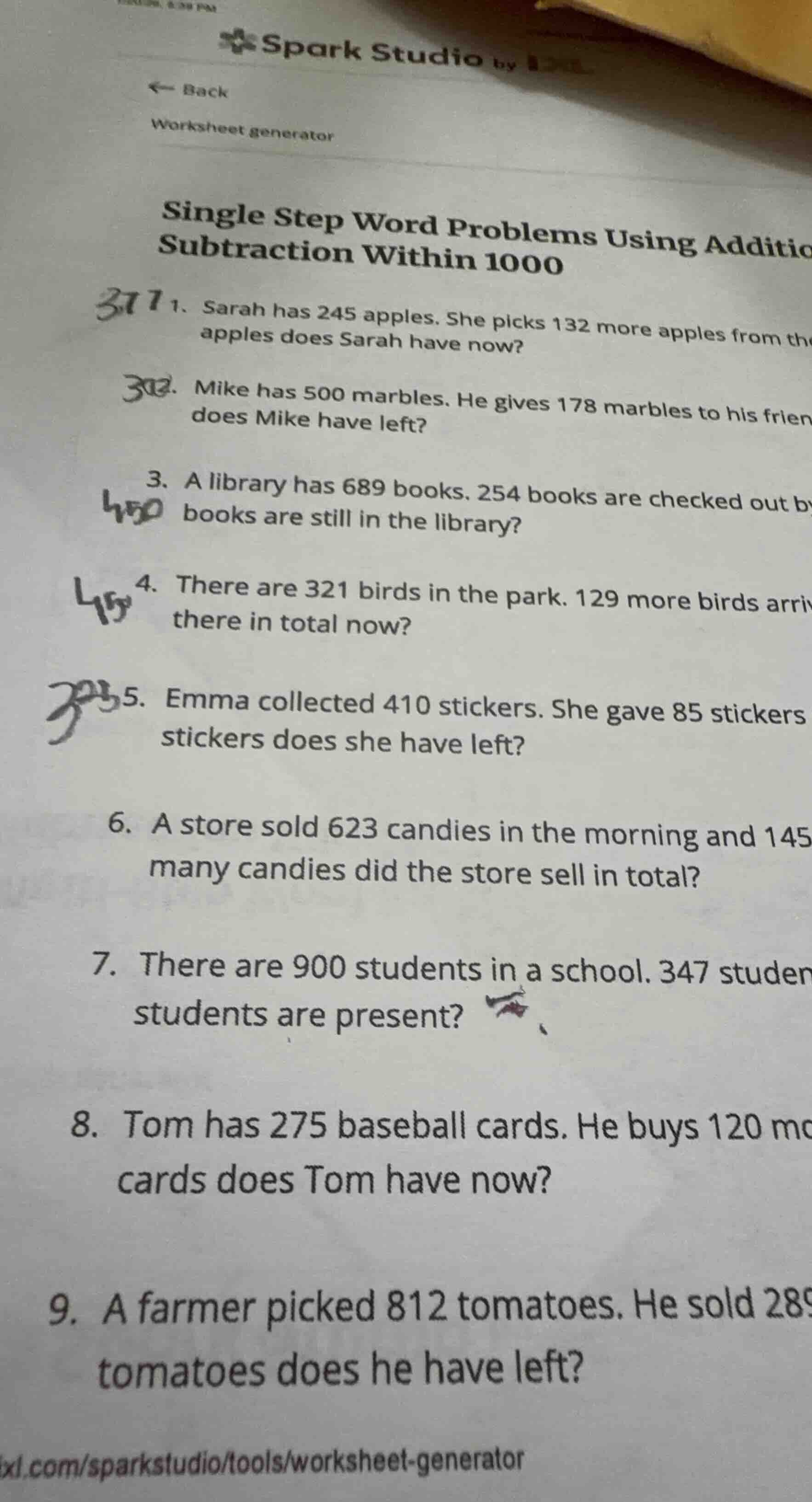 single step word problems using addition subtraction within 1000 1. sar…