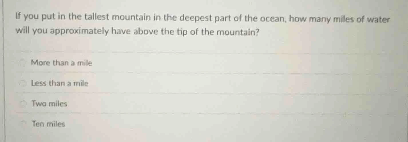 if you put in the tallest mountain in the deepest part of the ocean, ho…