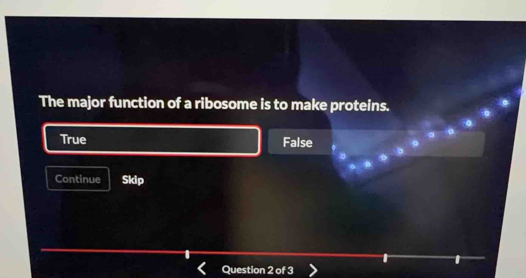 the major function of a ribosome is to make proteins. true false contin…
