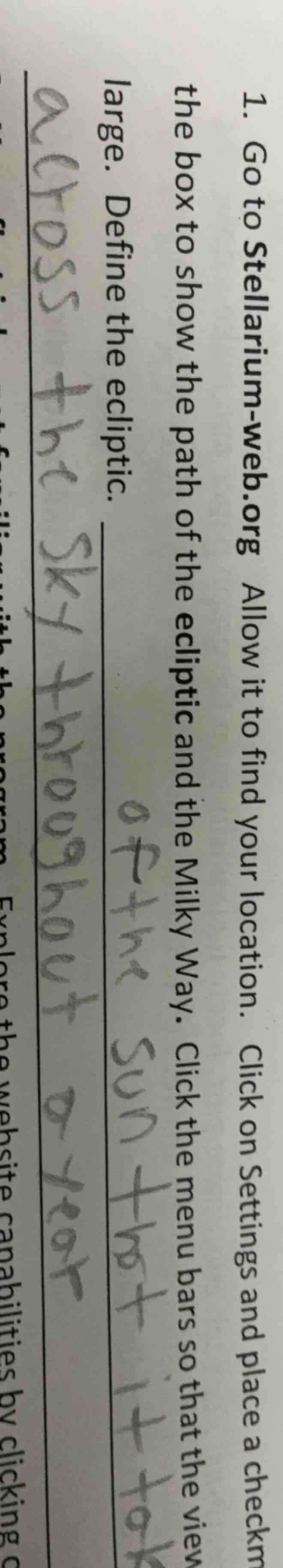 1. go to stellarium - web.org allow it to find your location. click on …