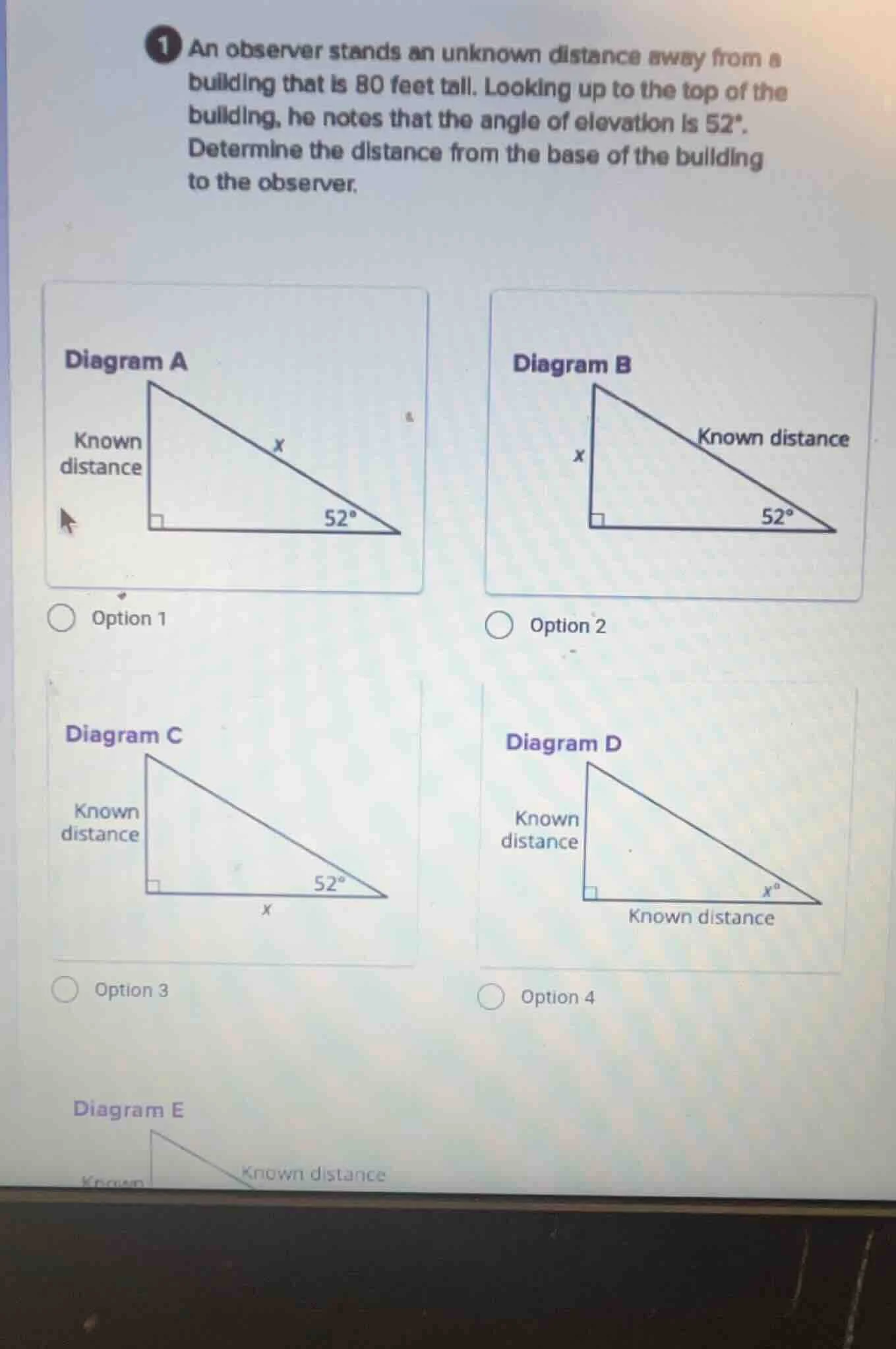1 an observer stands an unknown distance away from a building that is 8…