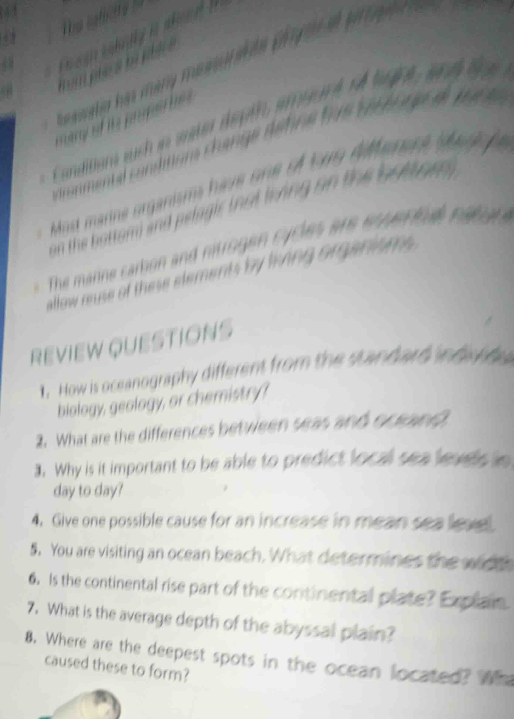 review questions 1. how is oceanography different from the standard ind…