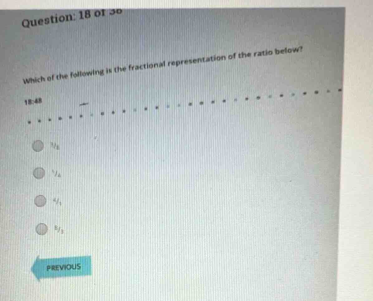 question: 18 or 30 which of the following is the fractional representat…