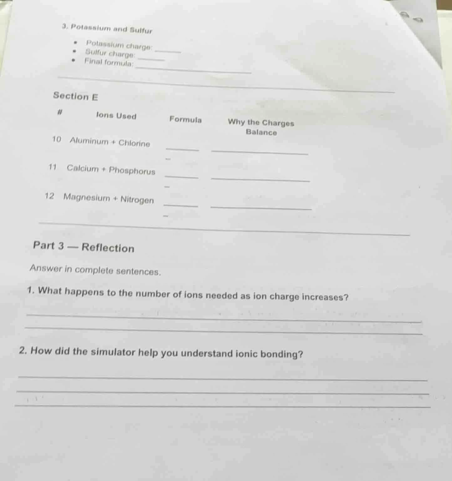 3. potassium and sulfur - potassium charge: ______ - sulfur charge: ___…