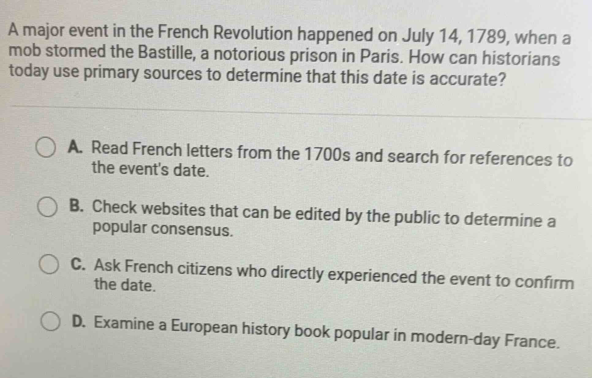 a major event in the french revolution happened on july 14, 1789, when …