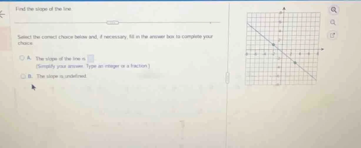 find the slope of the line select the correct choice below and, if nece…