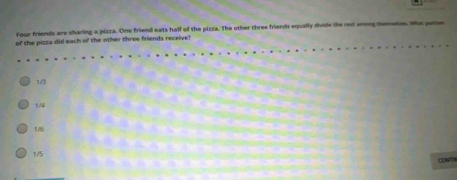four friends are sharing a pizza. one friend eats half of the pizza. th…