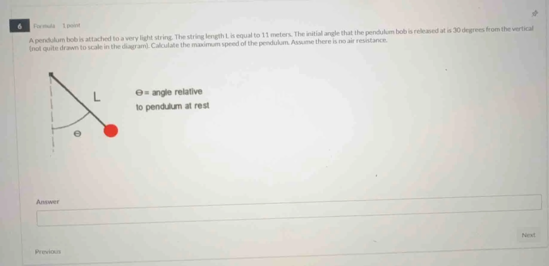 6 formula 1 point a pendulum bob is attached to a very light string. th…