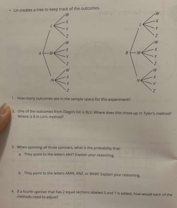 • lin creates a tree to keep track of the outcomes. 1. how many outcome…
