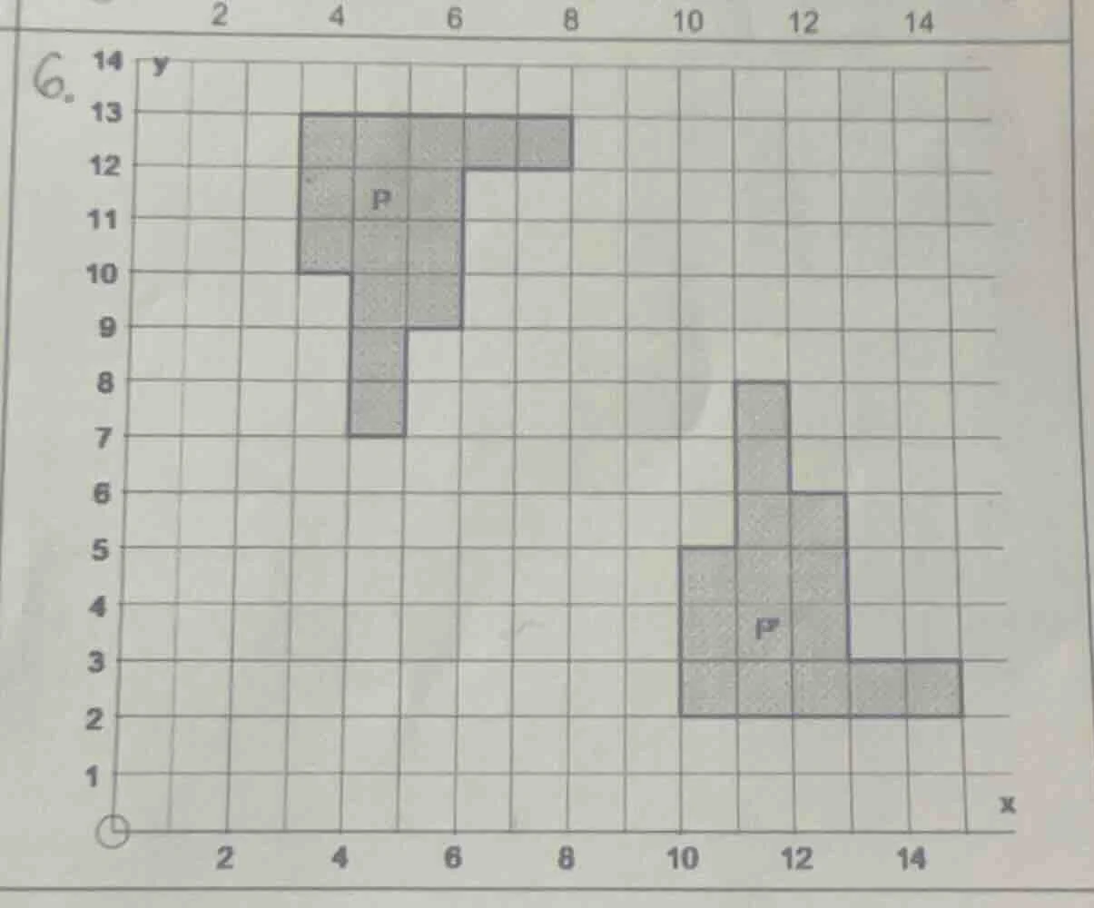 6. (the chart is a coordinate grid with two gray figures labeled p and …