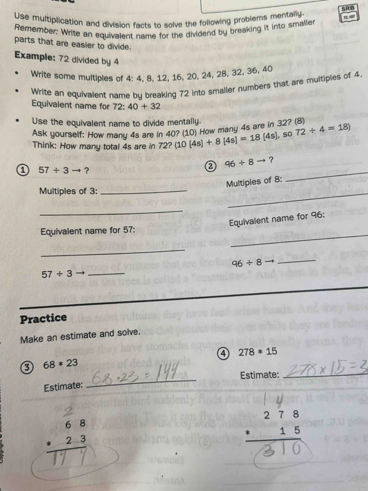 use multiplication and division facts to solve the following problems m…