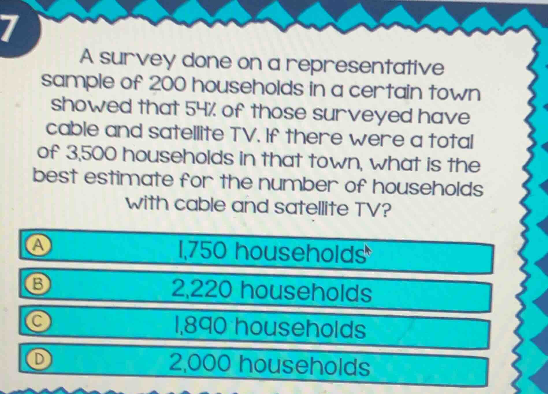 a survey done on a representative sample of 200 households in a certain…