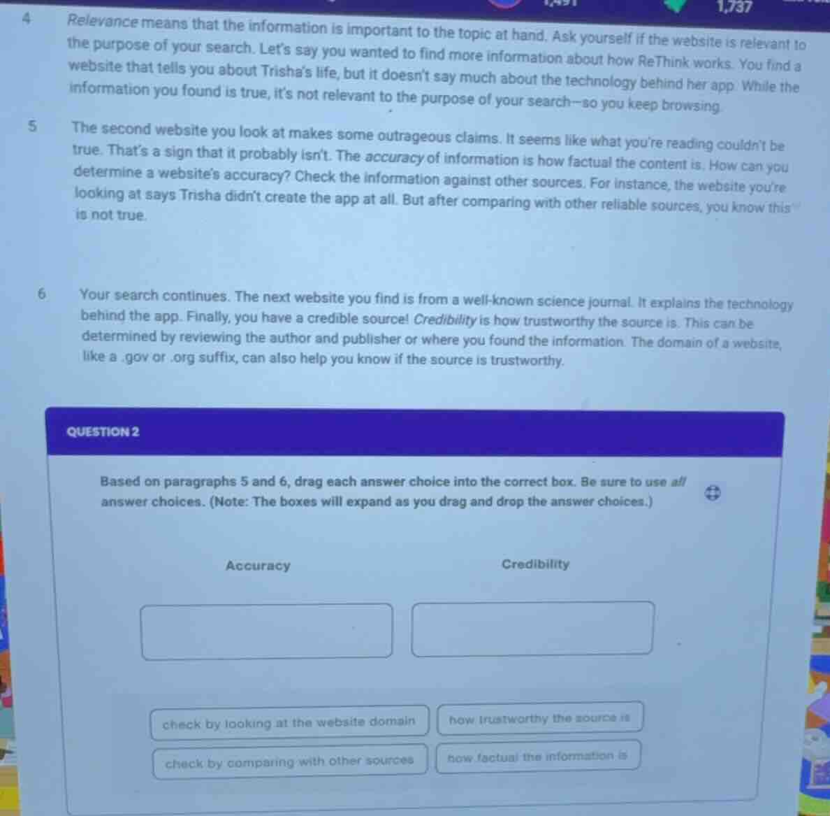 4 relevance means that the information is important to the topic at han…